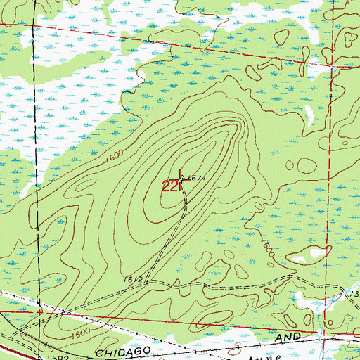 Topographic Map of Monico Fire Tower (historical), WI
