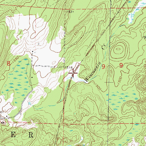 Topographic Map of Camp Number 5 Siding (historical), WI