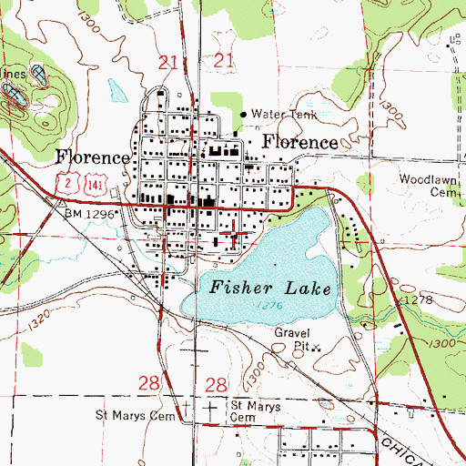 Topographic Map of First Presbyterian Church, WI