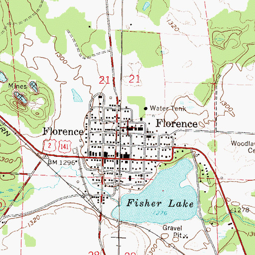 Topographic Map of Florence Elementary School, WI