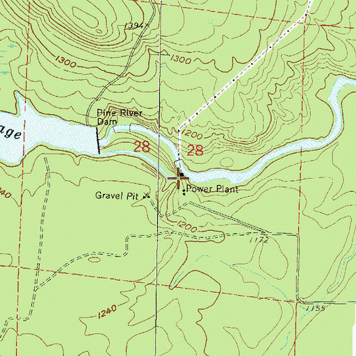 Topographic Map of Pine River Power Plant, WI