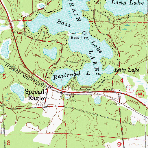 Topographic Map of Railroad Lake, WI