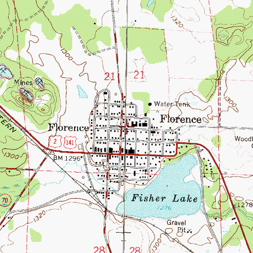 Topographic Map of Saint Johns Lutheran Church, WI