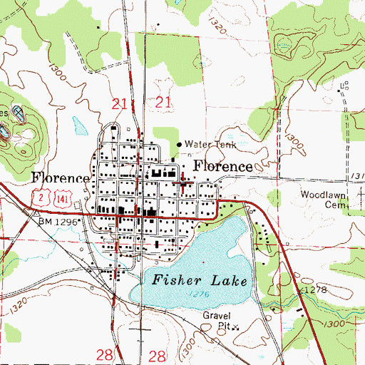 Topographic Map of Saint Marys Catholic Church, WI