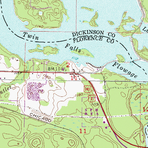 Topographic Map of Vagabond Cabins, WI