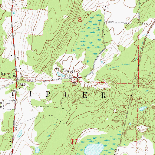 Topographic Map of Wild Rose School (historical), WI