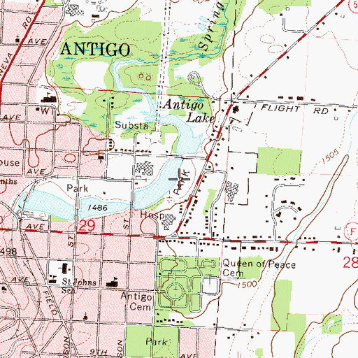 Topographic Map of Langlade Road Park, WI