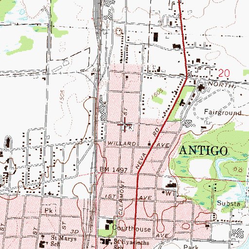 Topographic Map of Mendik Park, WI