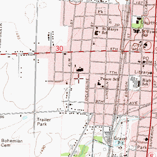 Topographic Map of Seventh Avenue Park, WI