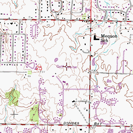 Topographic Map of North Shore Country Club, WI
