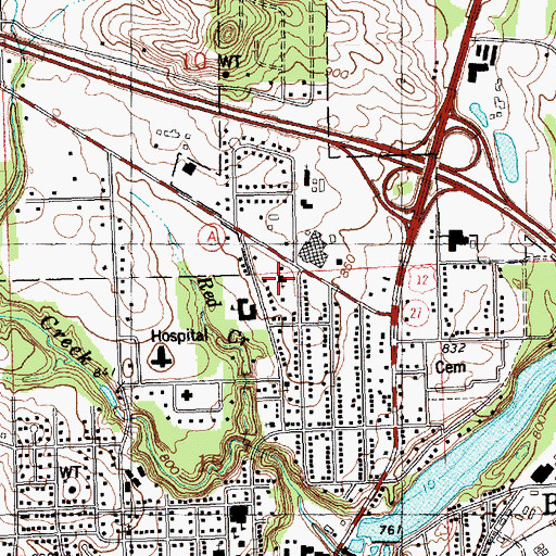 Topographic Map of Assembly of God Church, WI