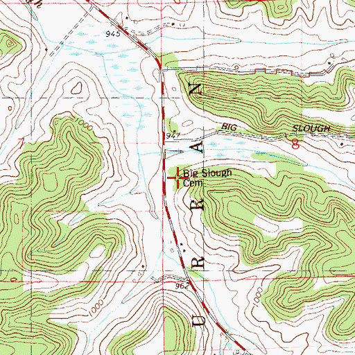 Topographic Map of Big Slough Cemetery, WI