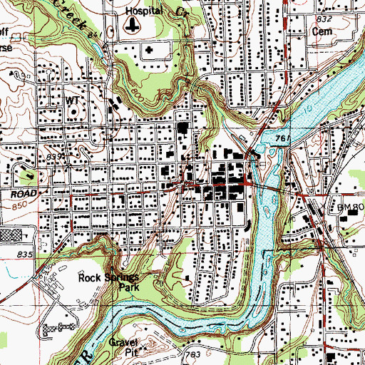 Topographic Map of Black River Falls Public Library, WI