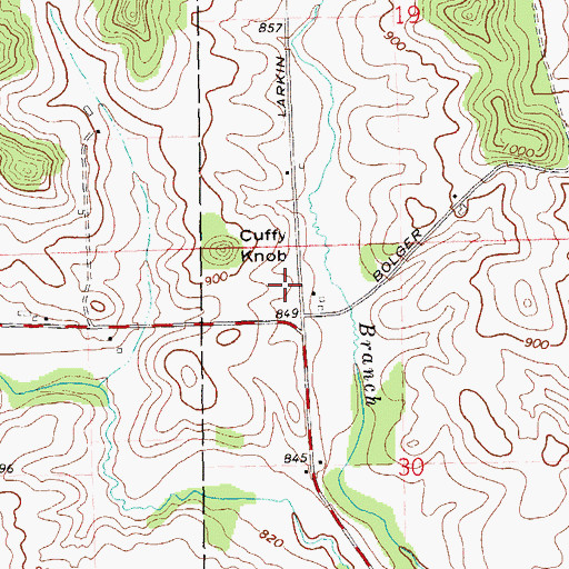 Topographic Map of Cuffy Knob School (historical), WI