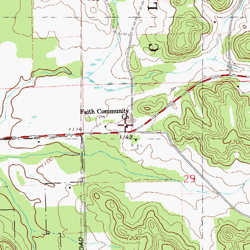 Topographic Map of Faith Community Church, WI