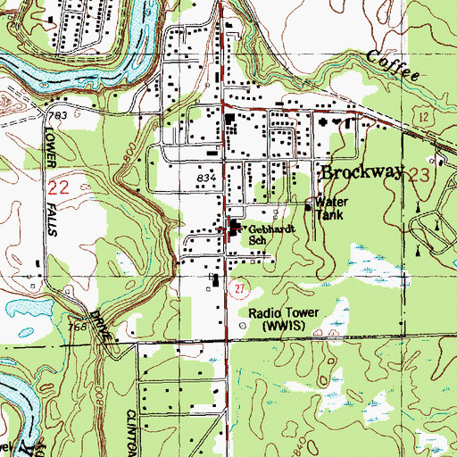 Topographic Map of Gebhardt Elementary School, WI