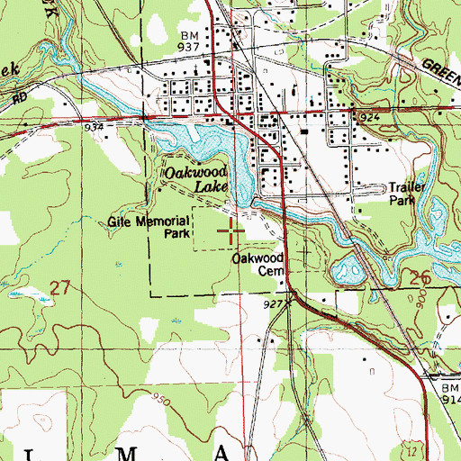 Topographic Map of Gile Memorial Park, WI