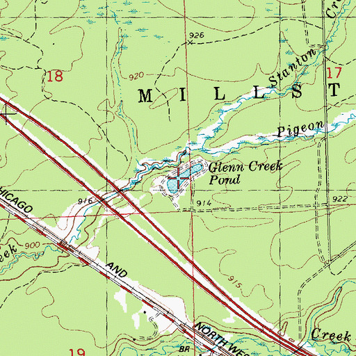 Topographic Map of Glenn Creek Pond, WI