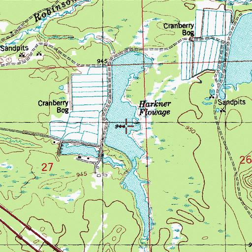 Topographic Map of Harkner Flowage, WI