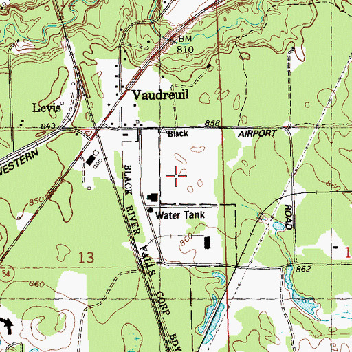 Topographic Map of Jackson County Airport (historical), WI