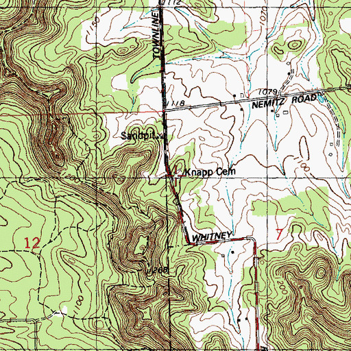 Topographic Map of Knapp Cemetery, WI