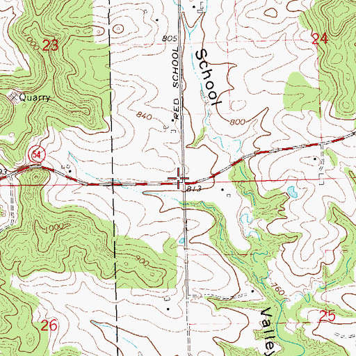 Topographic Map of Little Red School (historical), WI