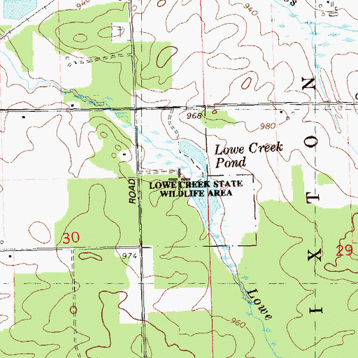 Topographic Map of Lowe Creek State Wildlife Area, WI