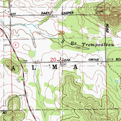 Topographic Map of Oak Grove School (historical), WI