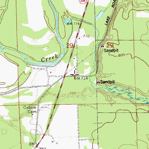 Topographic Map of Oxbow School (historical), WI