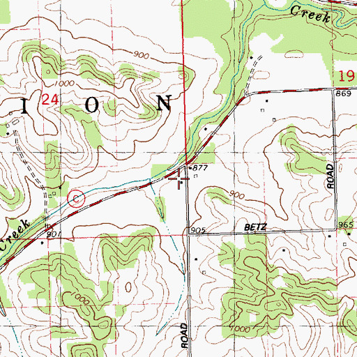 Topographic Map of Papoose Creek School (historical), WI