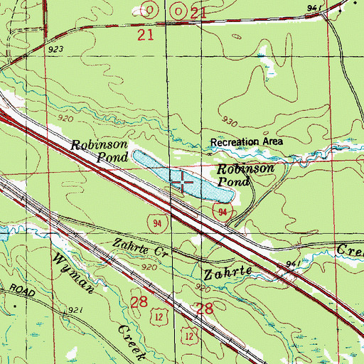 Topographic Map of Robinson Pond, WI