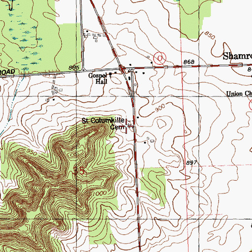 Topographic Map of Saint Columkille Cemetery, WI