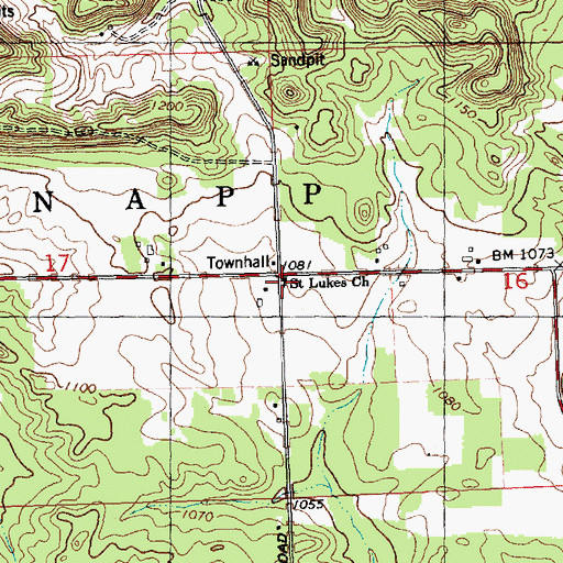 Topographic Map of Saint Lukes Church, WI