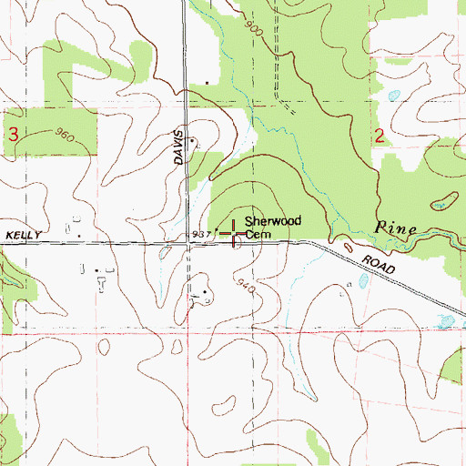 Topographic Map of Sherwood Cemetery, WI