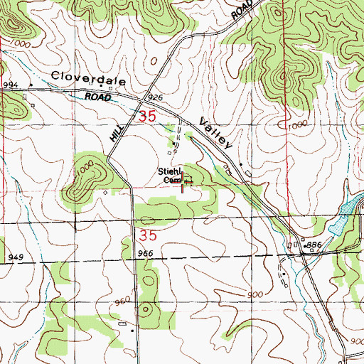 Topographic Map of Stiehl Cemetery, WI