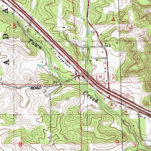 Topographic Map of Town Creek School (historical), WI