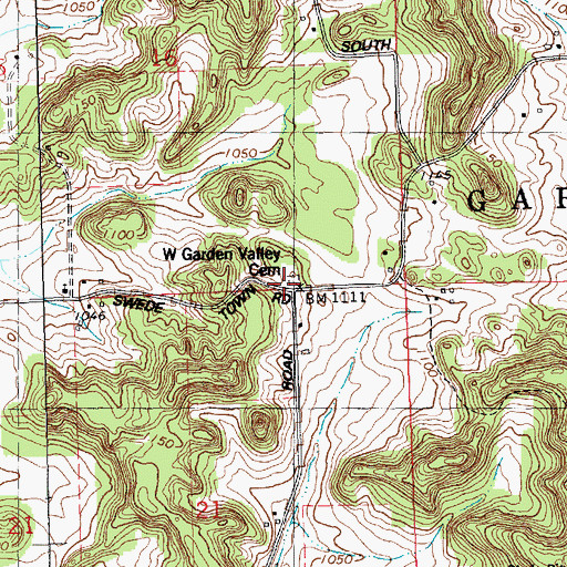 Topographic Map of West Garden Valley Cemetery, WI