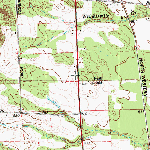 Topographic Map of Wrightsville School (historical), WI