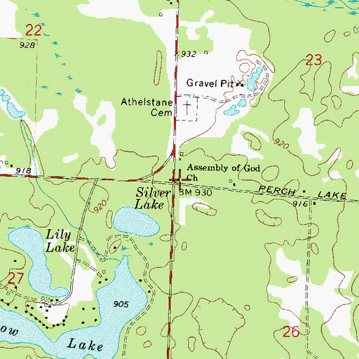 Topographic Map of Assembly of God Church, WI