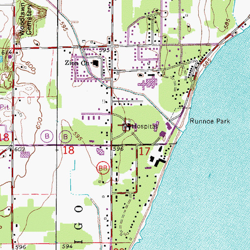 Topographic Map of Bay Area Medical Center, WI