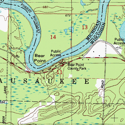 Topographic Map of Bear Point County Park, WI