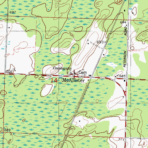 Topographic Map of Community Church, WI
