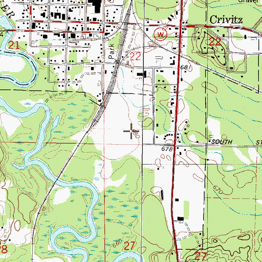 Topographic Map of Crivitz High School, WI