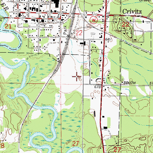 Topographic Map of Crivitz High School, WI