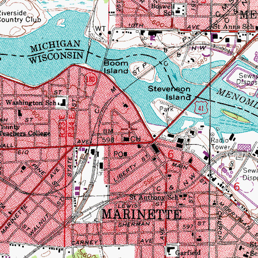 Topographic Map of Ella Court Public School (historical), WI
