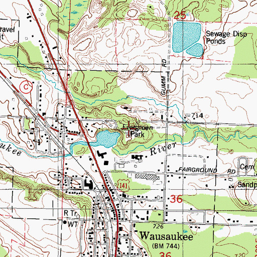 Topographic Map of Evergreen Park, WI