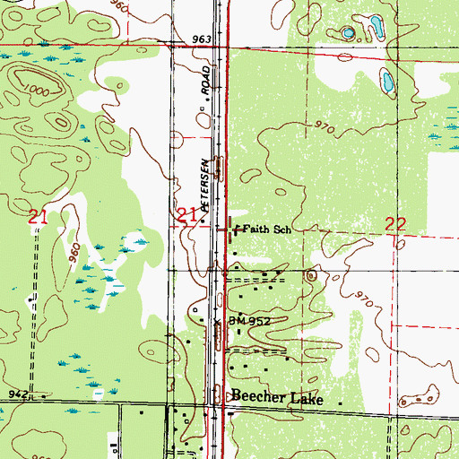 Topographic Map of Faith School, WI
