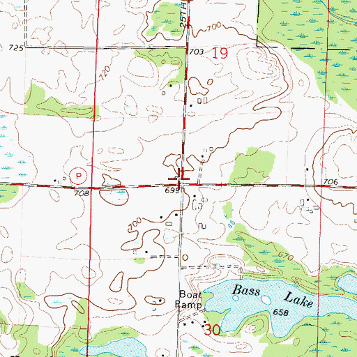 Topographic Map of Flower Nook School (historical), WI