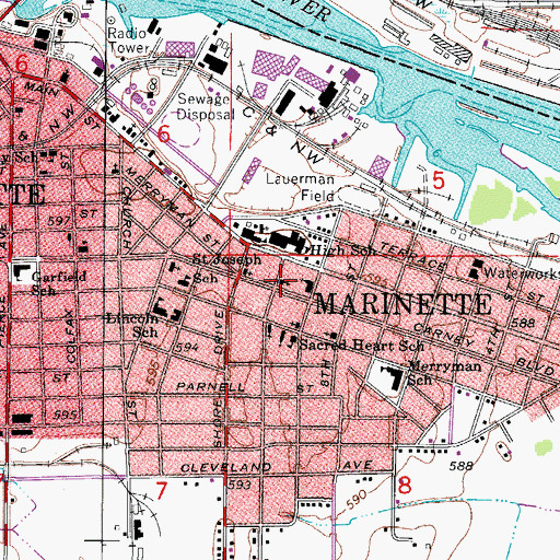 Topographic Map of First Covenant Church, WI