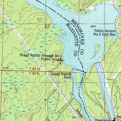 Topographic Map of Grand Rapids Flowage Number 1 Public Access, WI
